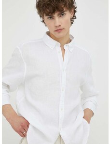 Ленена риза Les Deux в бяло със стандартна кройка