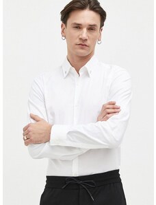 Риза HUGO мъжка в бяло с кройка по тялото класическа яка 50490712