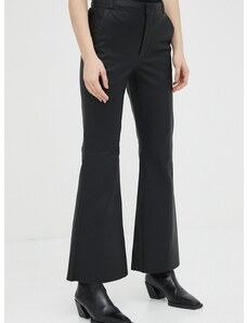 Кожен панталон By Malene Birger Evyn в черно с разкроени краища, с висока талия