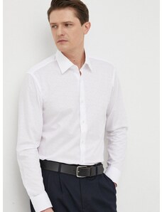 Памучна риза BOSS мъжка в бяло със стандартна кройка с класическа яка 50473310