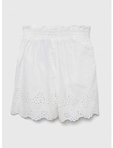 Детски ленен къс панталон Guess в бяло с изчистен дизайн