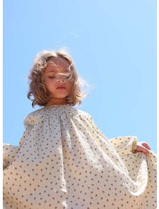 Детска памучна рокля Konges Sløjd в бежово къс модел разкроен модел