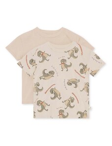 Детска памучна тениска Konges Sløjd (2 броя) в бежово с принт