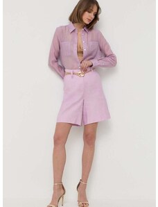 Къс панталон Marella в лилаво с изчистен дизайн с висока талия