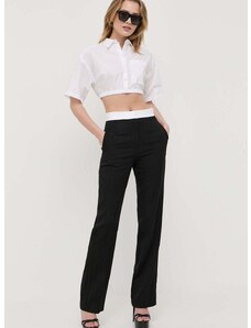 Вълнен панталон Victoria Beckham в черно със стандартна кройка, с висока талия