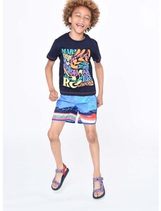 Детска памучна тениска Marc Jacobs в тъмносиньо с принт