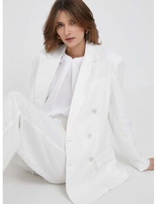 Ленено сако Polo Ralph Lauren в бяло с двуредно закопчаване с изчистен дизайн