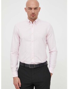 Памучна риза BOSS ORANGE мъжка в розово със стандартна кройка с италианска яка 50489341