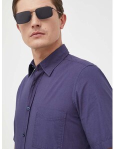 Памучна риза BOSS BOSS ORANGE мъжка в тъмносиньо със стандартна кройка с класическа яка