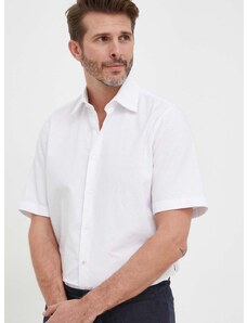 Памучна риза BOSS ORANGE мъжка в бяло със стандартна кройка с класическа яка 50489351