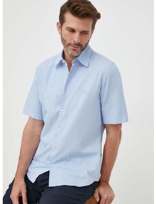 Памучна риза BOSS ORANGE мъжка в синьо със стандартна кройка с класическа яка 50489351