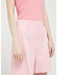 Къс панталон HUGO в розово с изчистен дизайн с висока талия