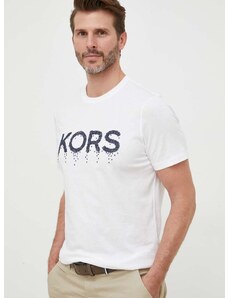 Памучна тениска Michael Kors в бяло с апликация