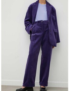 Джинсов панталон Lovechild Lucas в лилаво със стандартна кройка, с висока талия