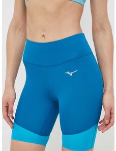 Къс панталон за бягане Mizuno Impulse Core Mid в синьо с изчистен дизайн с висока талия