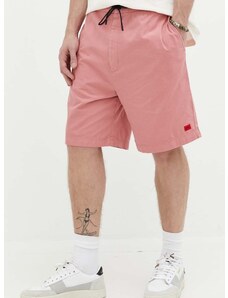Памучен къс панталон HUGO в розово