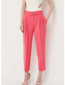 Панталон BOSS в розово със стандартна кройка, с висока талия