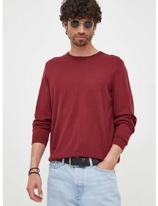 Вълнен пуловер BOSS мъжки в бордо от лека материя 50468239