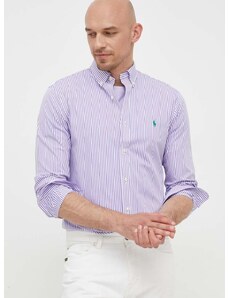 Риза Polo Ralph Lauren мъжка в лилаво със стандартна кройка с яка с копче