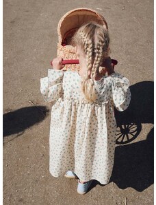 Детска памучна рокля Konges Sløjd в бежово къс модел разкроен модел