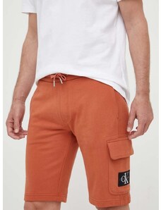 Памучен къс панталон Calvin Klein Jeans в оранжево J30J323411