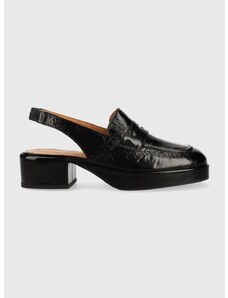 Кожени обувки с дебел ток Jonak VALERE CUIR BRILLANT в черно с висок ток 3400140