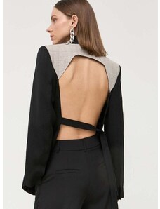Вълнено сако Victoria Beckham в черно без закопчаване с изчистен дизайн