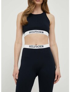 Къс панталон Tommy Hilfiger в тъмносиньо с изчистен дизайн с висока талия