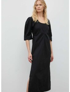 Памучна рокля Day Birger et Mikkelsen Megan в черно среднодълъг модел със стандартна кройка
