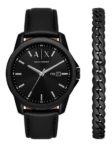 Часовник и гривна Armani Exchange мъжки в черно