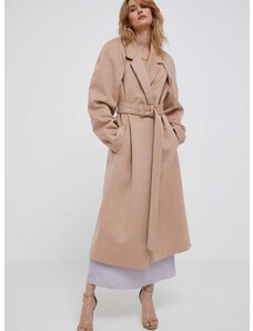 Вълнено палто Calvin Klein преходен модел без закопчаване
