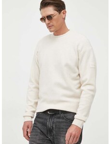 Пуловер с вълна Calvin Klein мъжки в бежово