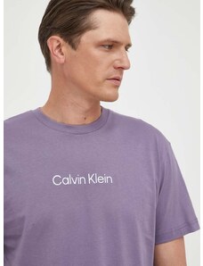 Памучна тениска Calvin Klein в лилаво с десен K10K111346