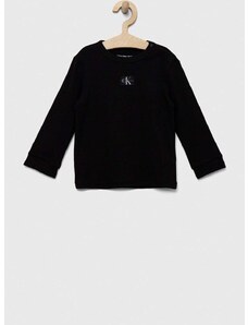 Детска блуза с дълги ръкави Calvin Klein Jeans в черно с апликация