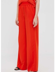 Панталон Calvin Klein в оранжево с широка каройка, с висока талия