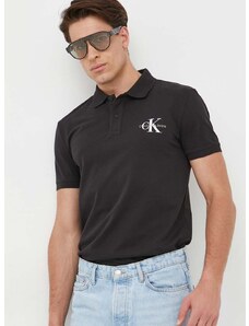 Тениска с яка Calvin Klein Jeans в черно с принт J30J323395