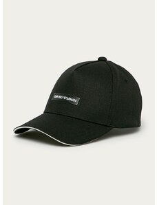 Памучна шапка с козирка Emporio Armani в черно с апликация 627921 CC991