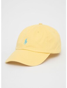 Памучна шапка Polo Ralph Lauren в жълто с изчистен дизайн