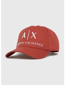 Памучна шапка Armani Exchange в оранжево с апликация 954039 CC513 NOS