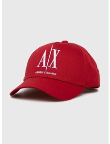 Памучна шапка с козирка Armani Exchange в червено с апликация 954047 CC811 NOS