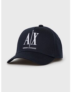Памучна шапка с козирка Armani Exchange в тъмносиньо с апликация 954047 CC811 NOS