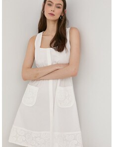 Памучна рокля The Kooples в бяло къс модел разкроен модел