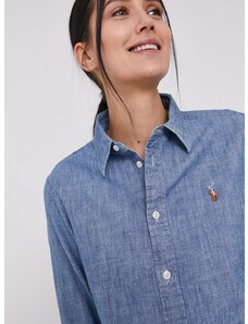 Памучна риза Polo Ralph Lauren дамска със стандартна кройка с класическа яка 211806182001