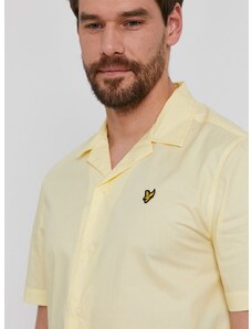 Памучна риза Lyle & Scott мъжка в жълто със стандартна кройка с класическа яка