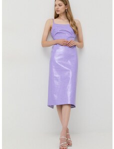 Рокля Bardot в лилаво среднодълъг модел със стандартна кройка