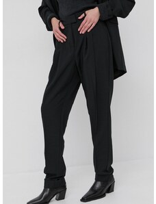 Панталон Herskind Brenda дамски в черно със стандартна кройка, с висока талия