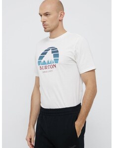 Памучна тениска Burton в бяло с принт