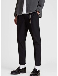 Панталони AllSaints мъжки в черно с кройка тип карго