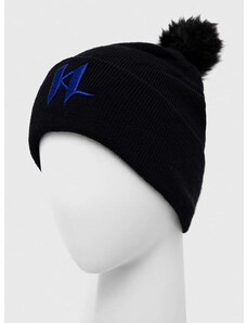 Вълнена шапка Karl Lagerfeld в черно от плътен трикотаж от вълна