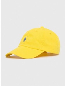 Памучна шапка с козирка Polo Ralph Lauren в жълто с апликация 710667709